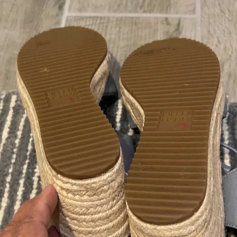 Eileen Fisher espadrilles, gray upper leather, hardly used size 8